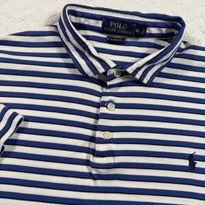 Polo Ralph Lauren Classic Fit Blue White Stripe Polo Shirt Mens XL 100% Cotton